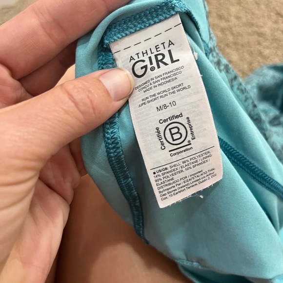 Athleta Girl Run the World Skort, Size M 8-10, in Pebbles Texture Gulf Teal Blue - Picture 11 of 14